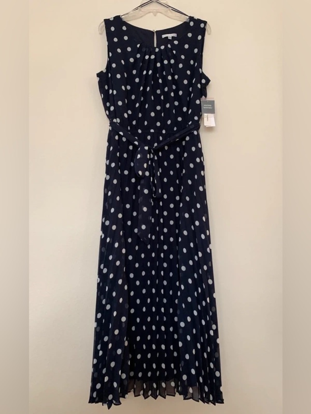 Navy & White Polk-a-Dot Summer Sleeveless Maxi Dress (Belk)